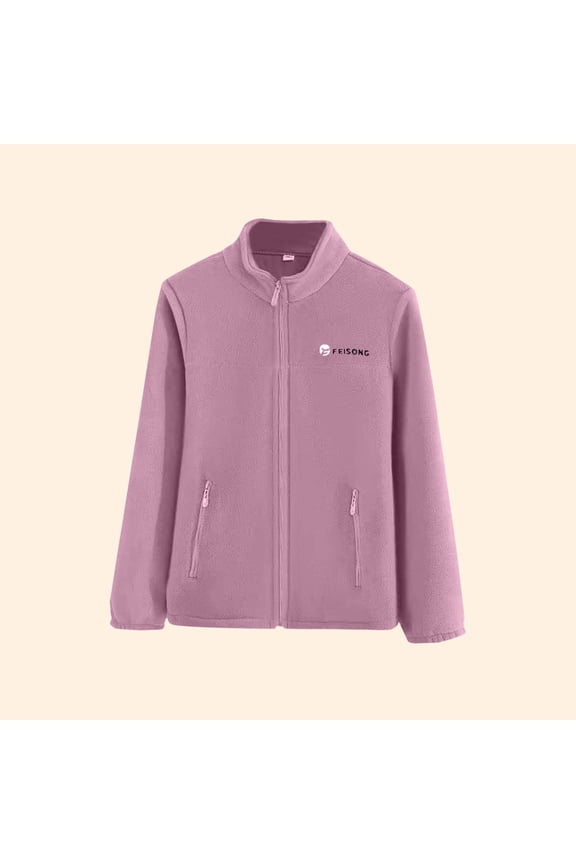 Comfy Soft Fleece Outerwears Casual Stand Collar Long Sleeve Zipper Women's Thick Thermal Winter Padded Jackets with Pockets,Pink,XXL