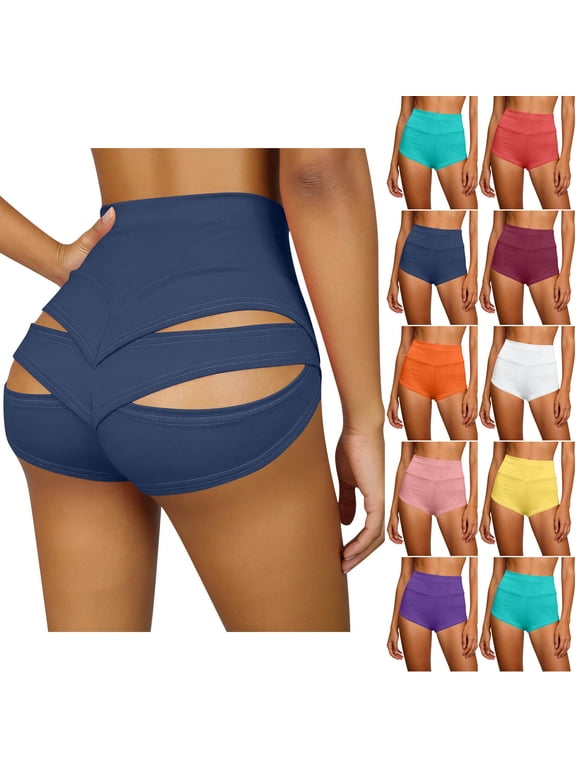 Cut Out Yoga Shorts Booty Butt Lifting Scrunch Shorts High Waisted Workout Gym Active Hot Pants 2026 Purple XL
