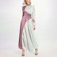 thumbnail image 1 of Zedker Dress for Women Elegant Long Sleeve Color Block Maxi Dress Mock Neck Pleated A-Line Fall Wedding Guest Dresses for Women Plus Size Pink L, 1 of 6
