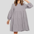 thumbnail image 1 of Zedker Dresses for Women Oversized Crew Neck Dress Lantern Long Sleeve Solid Dresses 2025 Oversized Trendy Patchwork Casual A-Line Mini Dress Plus Size Gray M, 1 of 6