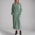 thumbnail image 1 of Zedker Dresses for Womens Long Sleeve Zipper Robes Oversized Waffle Knit Bathrobe Lightweight 2025 Fall Dresses Soft Sleepwear with Pockets Plus Size Green S, 1 of 6