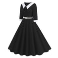 thumbnail image 1 of Zedker Dresses for Women Cocktail Party Lapel Collared A Line Dresses Pinup Prom Swing Wedding Guest Dresses for Women Plus Size Black L, 1 of 9