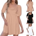 thumbnail image 1 of Zedker Dresses for Womens Casual Tunic Dress Empire Waist Short Sleeve Crew Neck Flowy Babydoll Dress Pink L, 1 of 7