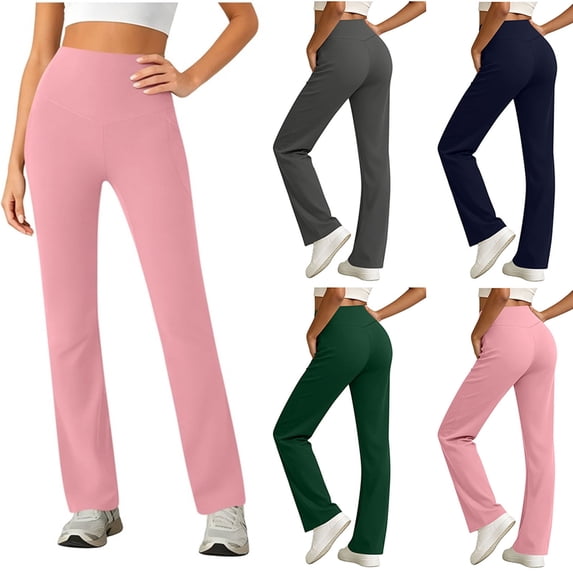 Zedker Ease Workout Leggings for Womens No Front Seam Straight Leggings 29"/ 31.5"/ 33"/ 35" High Waist Buttery Yoga Pants with Pockets Pink M