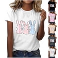 thumbnail image 1 of Zedker Easter Shirts for Women Happy Easter Day Tee Cute Bunny Rabbit Tshirt Floral Flower Casual Short Sleeve Tops White M, 1 of 5