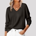 thumbnail image 1 of Zedker Elegant V-Neck Knitted Womens Sweaters Casual Long Sleeve Shirts for Women Fall and Winter Loose Thermal Pullover Tops,Black,L, 1 of 9