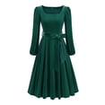 thumbnail image 1 of Zedker Fall Dresses for Women 2025 Wedding Guest Maxi Long Sleeve Smocked High Waist Flowy Homecoming Cocktail Winter Dress, Plus Size GreenXXL, 1 of 6