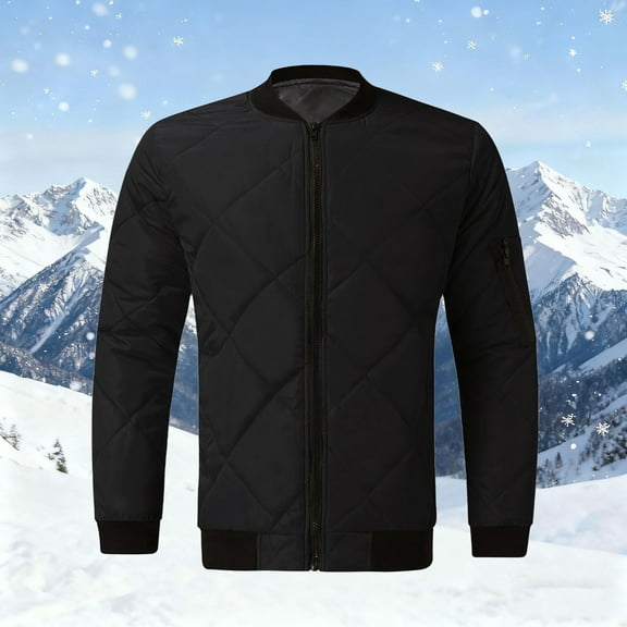 Zedker Fall and Winter Thermal Puffer Jackets for Women, Casual Stand Collar Long Sleeve Comfy Loose Zippper Coats with Pockets,Black,S