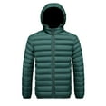 thumbnail image 1 of Zedker Fall and Winter Thicken Inner Fleece Thermal Mens Puffer Jackets with Pockets Casual Hooded Long Sleeve Loose Zipper Coats,Green,L, 1 of 3