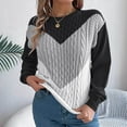 thumbnail image 1 of Zedker Fashion Multicolor Printed Casual Crewneck Long Sleeve Knitted Sweaters for Women , Comfy Pullover Thermal Fall Clothes,Gray,L, 1 of 8