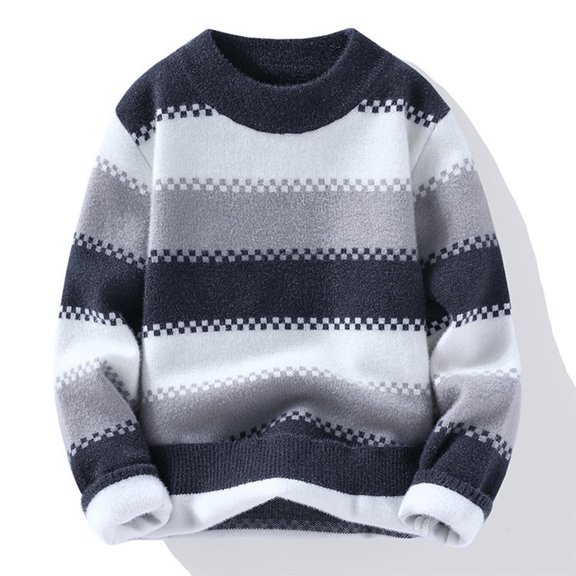 Zedker Fashion Prints Casual Crewneck Long Sleeve Thermal Knitted Womens Sweaters for Fall and Winter Comfy Loose Pullover Tops,Black,XXXL