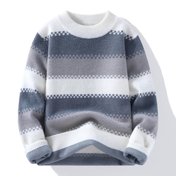 Zedker Fashion Prints Casual Crewneck Long Sleeve Thermal Knitted Womens Sweaters for Fall and Winter Comfy Loose Pullover Tops,White,M