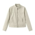 thumbnail image 1 of Zedker Leather Jackets for Women Motorcycle Moto Biker Outwear Coat Stand Collar Fashion Jacket,Plus Size Beige L, 1 of 4