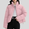 thumbnail image 1 of Zedker Fashion Stand Collar Casual Long Sleeve Zipper Puffer Jackets with Pockets, Comfortable Thick Thermal Outerwears for Winter,Pink,XXL, 1 of 6
