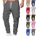 thumbnail image 1 of Zedker Fleece Cargo Pants For Men Winter Thick Warm Heavyweight Drawstring Elastic Waist Pants Loose Comfy Baggy Jogger Pants with Multi-Pockets Dark Gray XL, 1 of 6