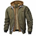 thumbnail image 1 of Zedker Fleece Jacket for Men Splicing Plaid Zip Up Coat Hooded Fake Two-Piece Jackets Quilted Lined Casual Outwear with Pockets Green XL, 1 of 6