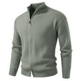 thumbnail image 1 of Zedker Full Zip Sweaters for Men Long Sleeve Knitted Pullover Mock Neck Business Casual Dress Sweater Army Green L, 1 of 7
