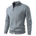 thumbnail image 1 of Zedker Full Zip Sweaters for Men Long Sleeve Knitted Pullover Mock Neck Business Casual Dress Sweater Gray L, 1 of 2