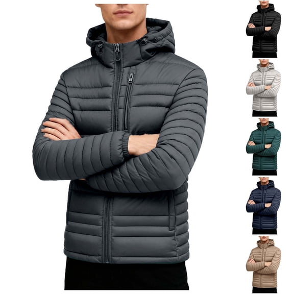 Zedker Heat Men's Lightweight Packable Hooded Jacket – Water Resistant Travel Puffer Jacket with Pockets Green L