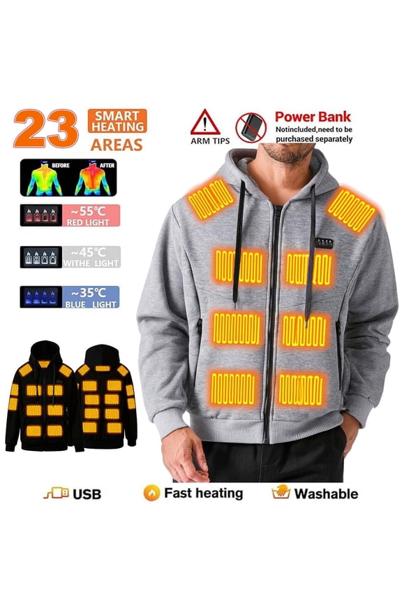 Heated Hoodie for Men Women Electric Heating Sweatshirt Unisex Outdoor Warm Winter Thermal Pullover Sweater Jackets