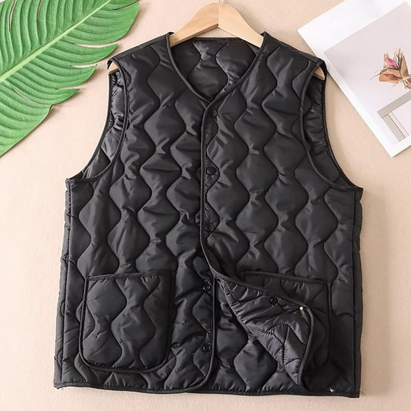 Zedker Heated Vest for Girls Puffer Wind Proof Sleeveless Outwear Lightweight Winter Coat with Pocket,Plus Size BlackXXXL