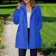 thumbnail image 1 of Zedker Hooded Jackets for Women Casual Long Sleeve Zipper Tops with Waist Drawstring, Classic Hood Cord Fall Coats with Pockets,Blue,S, 1 of 9