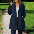 thumbnail image 1 of Zedker Hooded Jackets for Women Casual Long Sleeve Zipper Tops with Waist Drawstring, Classic Hood Cord Fall Coats with Pockets,Navy,M, 1 of 9