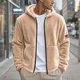 thumbnail image 1 of Zedker Hoodies for Men Winter Long Sleeved Velvet Hooded Zip Up Sweatshirt Plaid Sweater Cardigan Jacket Zipper Hoodie Pocket Outwear Khaki XXL, 1 of 8