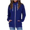 thumbnail image 1 of Zedker Hoodies for Women Full Zip Up Long Sleeve Hooded Sweatshirt Casual Coat, Plus Size Blue XL, 1 of 4