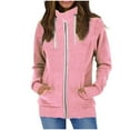 thumbnail image 1 of Zedker Hoodies for Women Full Zip Up Long Sleeve Hooded Sweatshirt Casual Coat, Plus Size Pink L, 1 of 4