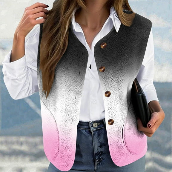 Zedker Jacket for Women Cropped Plaid Long Sleeve Button Down Shirt 2025 Coat Tops,Plus Size PinkL