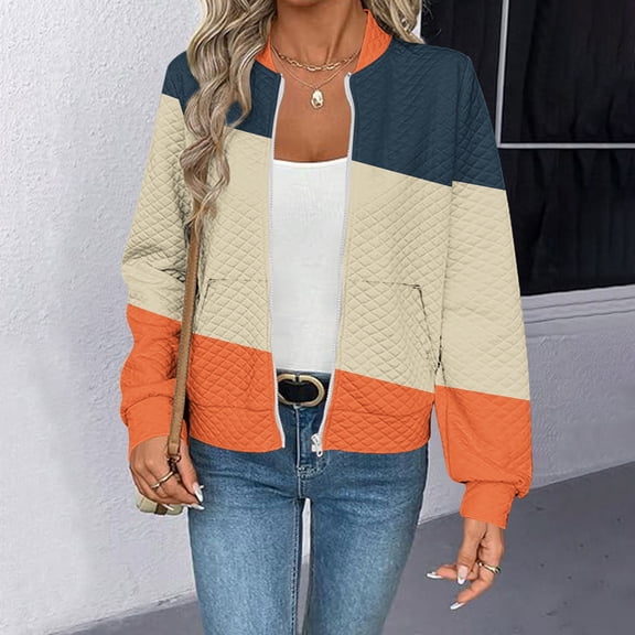 Zedker Jackets for Women 2025 Fashion Vintage Full Zip Fall Winter Clothes Outerwear,Plus Size MulticolorXXL