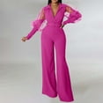 thumbnail image 1 of Zedker Jumpsuits for Women Formal Elegant Long Straight Pants Business Party with Belt PocketsHot Pink Plus XL, 1 of 6