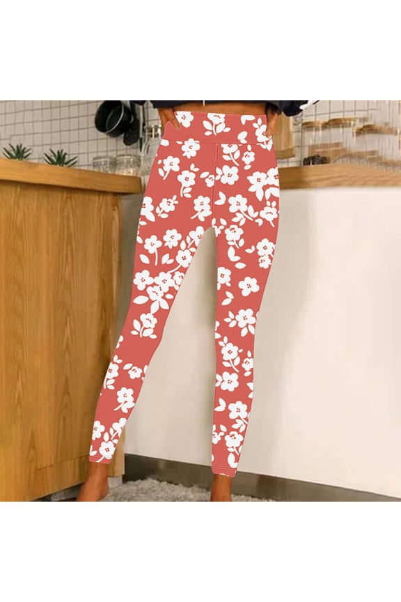 Leggings For Women Tummy Control High Waisted Leggings For Women Women'S Classic Retro Color Floral Graffiti Print Leggings