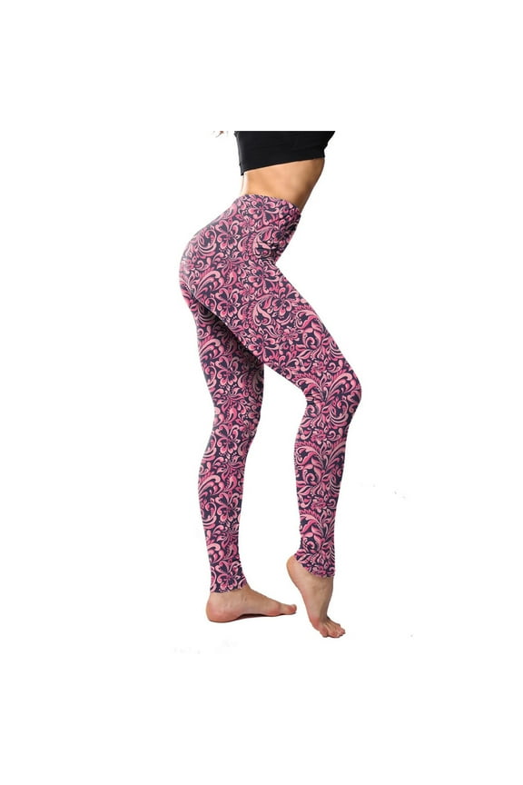 Leggings With Pockets For Women Plus Size Leggings For Women Women'S Classic Retro Color Floral Graffiti Print Leggings