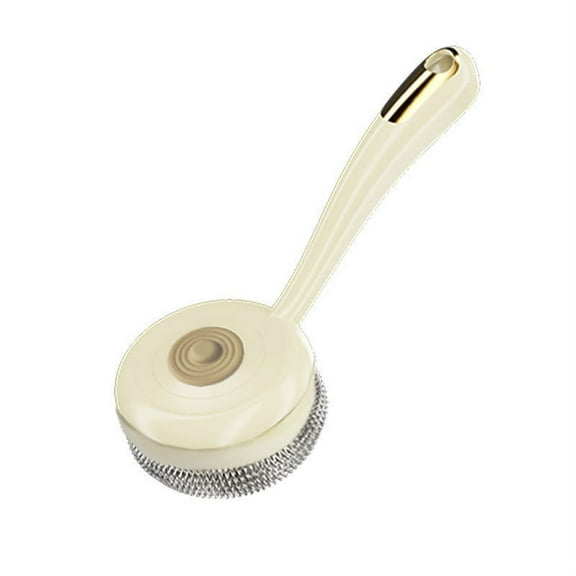 Zedker Long Handled Brush Heavy Duty Stainless Steel Scrubbing Scour with Handle, Kitchen Cleaner Scrubber Pads, Scrub Pots, Pans & Cast Iron Cookware