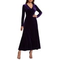 thumbnail image 1 of Zedker Long Sleeve Dress for Women 2025 Fall V Neck Tiered Elegant Modest Flowy Wedding Guest Maxi Dresses, Plus Size PurpleL, 1 of 6
