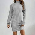 thumbnail image 1 of Zedker Long Sleeve Dress for Women Ribbed Knitted Mock Turtleneck Slim Fit Fall Dresses Bodycon Hip Hugging Dresses Fashion Clothes Plus Size Gray M, 1 of 7