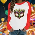 thumbnail image 1 of Zedker Mardi Gras Shirts for Wome Raglan Long-Sleeve Fat Tuesday New Orleans Party Mask Graphic Outfits Carnival Blouse, 1 of 6