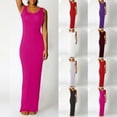 thumbnail image 1 of Zedker Maxi Dress for Womens Summer Sleeveless Tank Sundress Solid Color Club Dresses Wine XXXL, 1 of 7