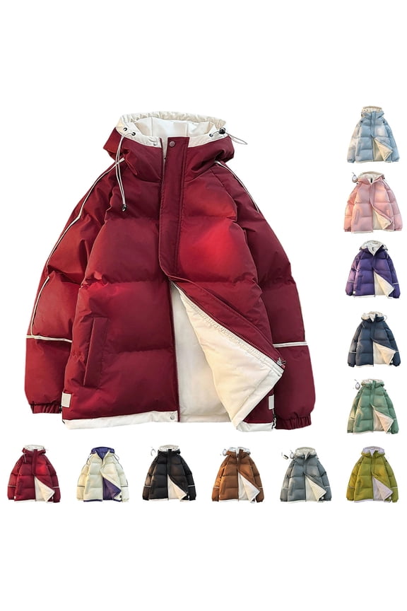 Men Coats for Winter Ski Snow Waterproof Winter Hooded Jackets Fleece Lined Warm Full Zip Overcoats Heavyweight Puffer Jacket Red M