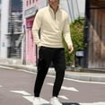 thumbnail image 1 of Zedker Men's 2 Piece Athletic Tracksuits Long Sleeve 1/4 Zip Pullover & Pants Set Casual Jogging Sweatsuit With Multi-Pockets Khaki Plus XXXL, 1 of 4