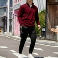thumbnail image 1 of Zedker Men's 2 Piece Athletic Tracksuits Long Sleeve 1/4 Zip Pullover & Pants Set Casual Jogging Sweatsuit With Multi-Pockets Wine Plus XXL, 1 of 4