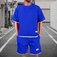 thumbnail image 1 of Zedker Men's 2 Piece Summer Short Sets Short Sleeve Crewneck T-Shirt Drawstring Track Shorts With 2 Pockets Oversize OptionBlue Plus M, 1 of 7