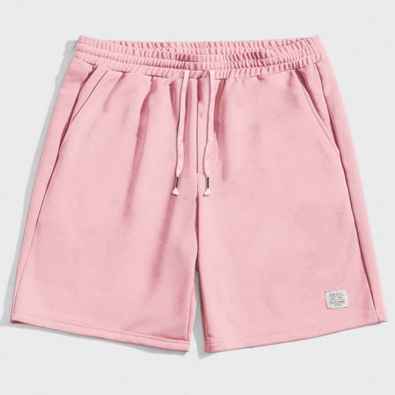 Zedker Men's 5-Inch Inseam Shorts Elastic Waist with Drawstring Casual Lightweight Summer Beach Shorts with Pocket PinkL