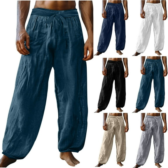 Zedker Men's Baggy Sweatpants Loose Fit Elastic Waist Drawstring Wide Leg Lounge Sweat Pants with Pockets Black L