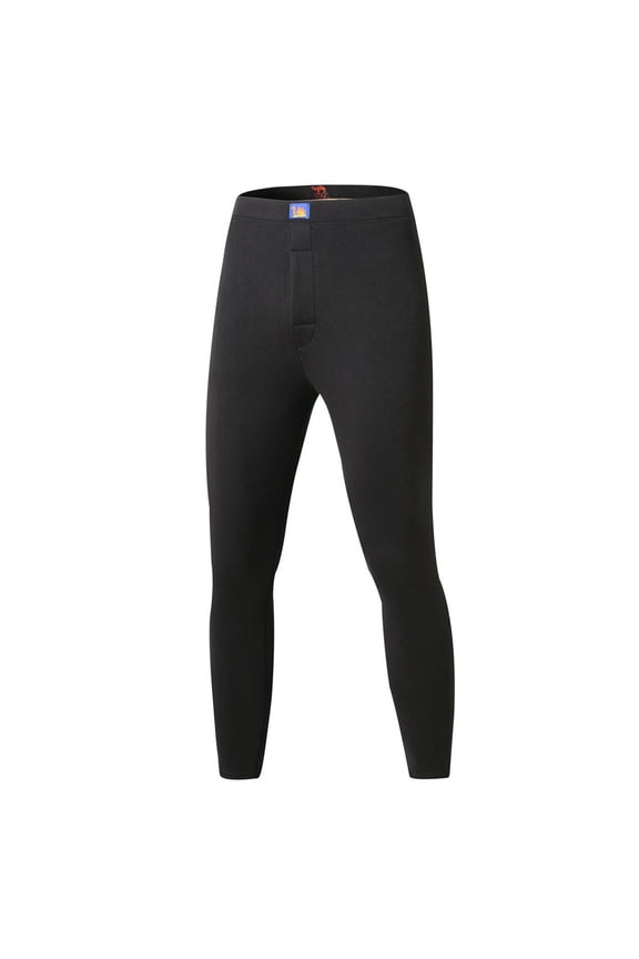 Men's Base Layer Bottoms Breathable Moisture-Wicking Slim Thermal Casual Elastic Thick Bottom Pants,Plus Size Black XL