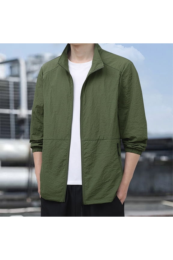 Men's Bomber Jacket Lightweight Casual Stylish Light Flight Jacket Windbreaker Jackets Army Green L