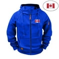 thumbnail image 1 of Zedker Men's Canadian Embroidered Workwear Hoodie Sweatshirt Multi-Pocket Zip Up Raglan Sleeve Jacket Blue XXXL, 1 of 7