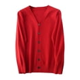 thumbnail image 1 of Zedker Men's Cardigans V Neck Sweater Casual Knitted Sweaters Buttons Warm Lightweight Long Sleeve Knitwear Sweaters Red M, 1 of 4